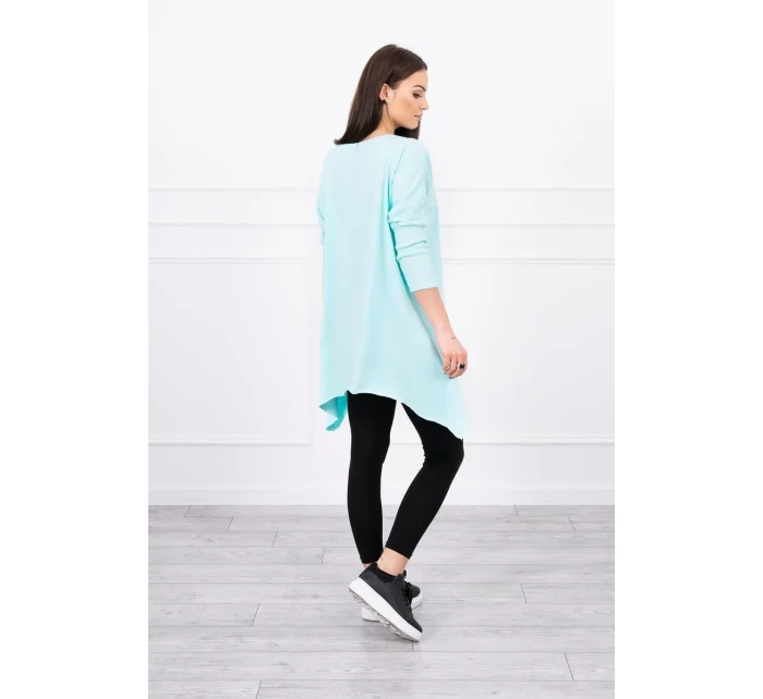 Oversize blúzka s dúhovou potlačou pier vo farbe mint