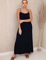 Dlhé šaty bez ramienok tmavomodré