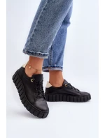 Dámská kožená polobotka na tlusté  černá model 21646240 - Zazoo