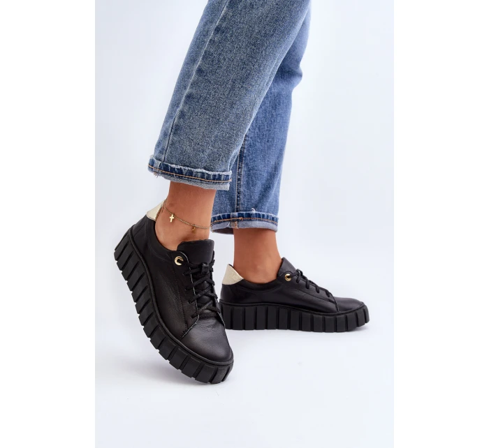 Dámská kožená polobotka na tlusté  černá model 21646240 - Zazoo