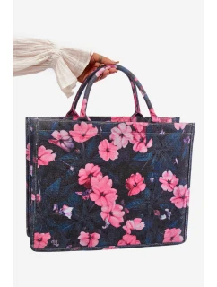 Duża Torebka W Kwiaty Czarno-Różowa Mooch