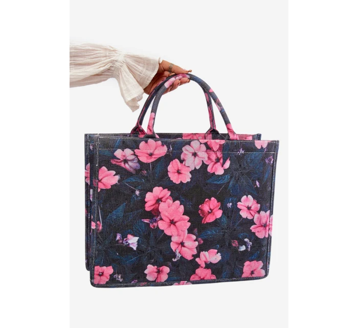 Duża Torebka W Kwiaty Czarno-Różowa Mooch