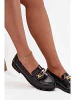 Lakované dámské mokasíny se zlatým ozdobným S   černé model 21713874 - D&A