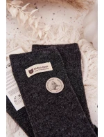 Teplé Vlněné Dámské Punčochy S Nášivkou Tmavě šedé