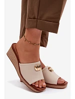 Dámske sandále na platforme s imitáciou pleteniny Sergio Leone KL325 Beige Dámske sandále na platforme s imitáciou pleteniny Sergio Leone KL325 Beige