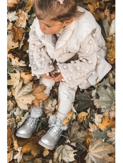 Srebrne Ocieplane Dziecięce Botki Trapery Fobos