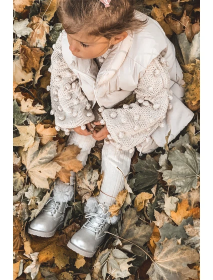 Srebrne Ocieplane Dziecięce Botki Trapery Fobos Srebrne Ocieplane Dziecięce Botki Trapery Fobos