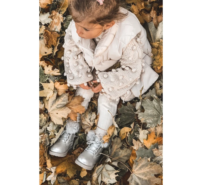 Srebrne Ocieplane Dziecięce Botki Trapery Fobos Srebrne Ocieplane Dziecięce Botki Trapery Fobos