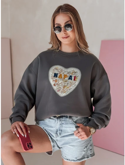 Dámská oversize mikina se srdcem graphite Dstreet model 21988121 - FashionStreet Dámská oversize mikina se srdcem graphite Dstreet model 21988121 - FashionStreet
