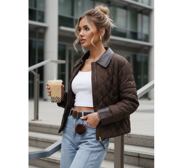 Kurtka przejściowa damska pikowana brązowa model 22025093 - FashionStreet