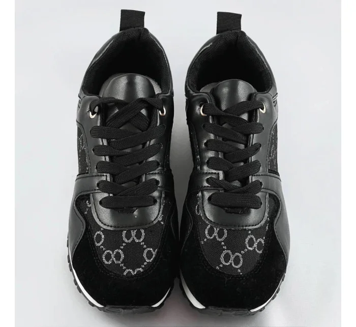 Čierne dámske tenisky adidasky so zvýšenou podrážkou (666-21) Čierne dámske tenisky adidasky so zvýšenou podrážkou (666-21)