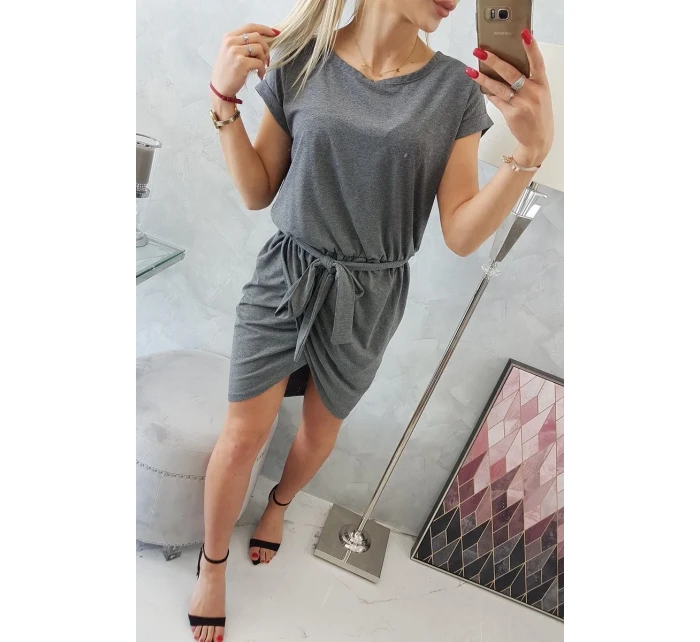 Šaty s obálkovým spodným dielom grafitové melanžové