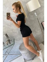 Bavlněná souprava se šortkami černá
