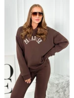 Bavlněná souprava s vyšívaným nápisem Paradise zelený