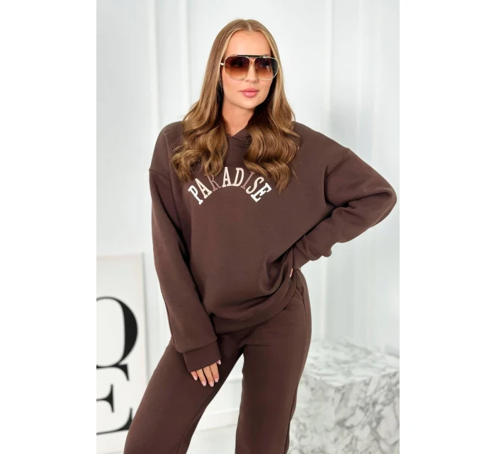 Bavlněná souprava s vyšívaným nápisem Paradise zelený