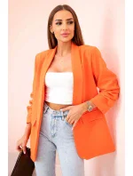 Elegantné sako s klopami tmavo oranžovej farby