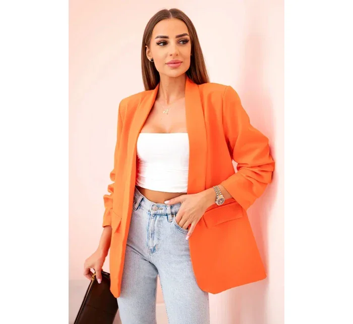 Elegantné sako s klopami tmavo oranžovej farby