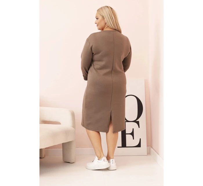 Dámske Plus veľkosť maslo V-neck šaty s Fango rukávmi