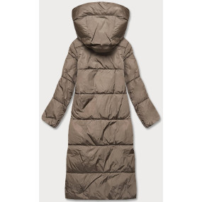 Béžová dámska zimná bunda s kapucňou (AG1-J9091)
