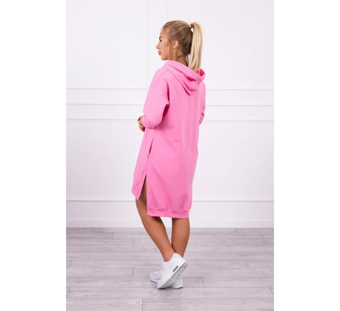 Šaty s kapucňou a dlhším chrbtom svetlo ružové