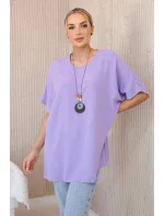 Oversized halenka s přívěskem světle fialová