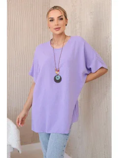 Oversized halenka s přívěskem světle fialová