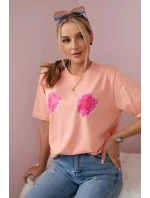 Bavlněná halenka s květinovým potiskem meruňka Bavlněná halenka s květinovým potiskem meruňka