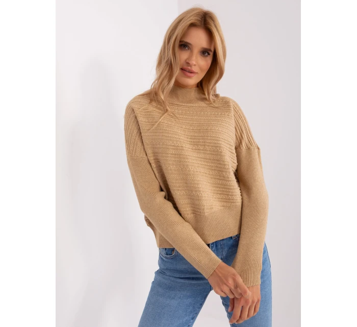 Sweter AT SW model 18900695 camelowy - FPrice Sweter AT SW model 18900695 camelowy - FPrice