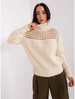 Sweter TO SW model 18959564 jasny beżowy - FPrice Sweter TO SW model 18959564 jasny beżowy - FPrice