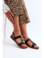 Dámske ploché sandále s ozdobami Sergio Leone Black