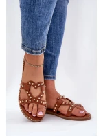 Dámske zdobené ploché papuče - ťava Adivrae