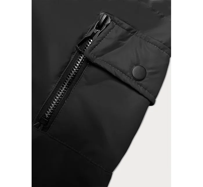 Krátká černá dámská bunda s kapucí model 19447231 - S'WEST