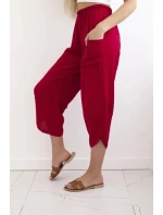 Nohavice so širokými nohavicami a vreckami bordová