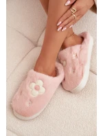 Kožešinové pantofle s květinami Růžové model 21772530 - Boto