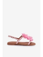 Dámské sandály Ploché S Ozdobnými Květinami Růžové Noemia Dámské sandály Ploché S Ozdobnými Květinami Růžové Noemia