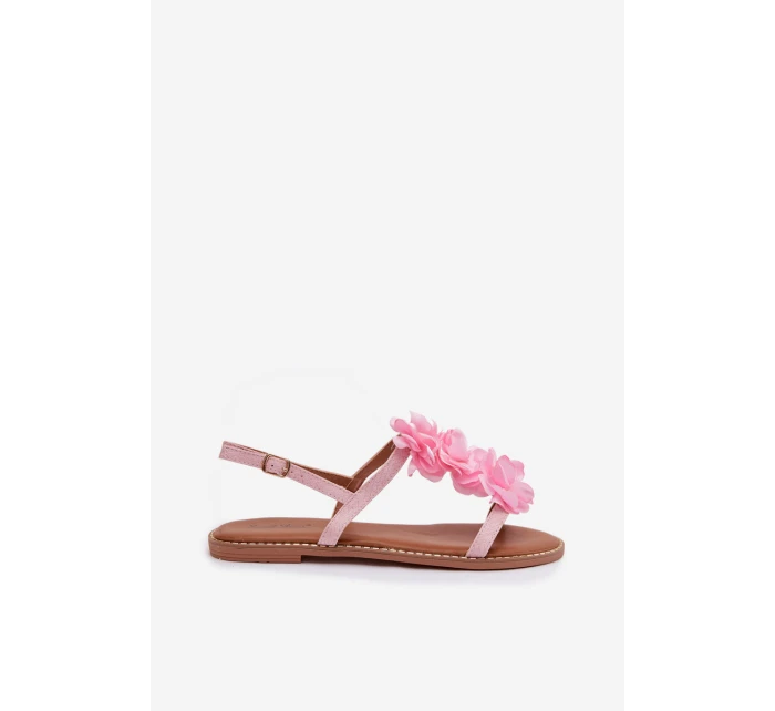 Dámské sandály Ploché S Ozdobnými Květinami Růžové Noemia Dámské sandály Ploché S Ozdobnými Květinami Růžové Noemia