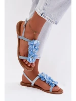 Dámské Sandály Ploché Modré Květiny model 21961065 - Boto Dámské Sandály Ploché Modré Květiny model 21961065 - Boto