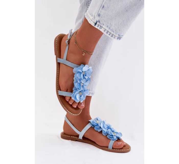 Dámské Sandály Ploché Modré Květiny model 21961065 - Boto Dámské Sandály Ploché Modré Květiny model 21961065 - Boto