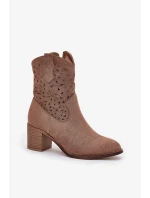 Boty na podpatku model 21099096 hnědé Step in style - S.Barski