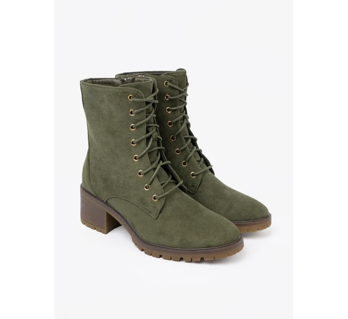 Praktické zelené dámske členkové topánky na platforme