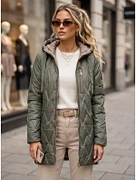 Kurtka damska przejściowa pikowana z kapturem zielona model 22342152 - FashionStreet Kurtka damska przejściowa pikowana z kapturem zielona model 22342152 - FashionStreet