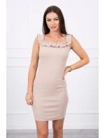 Španielske šaty s volánikmi béžovej Španielske šaty s volánikmi béžovej