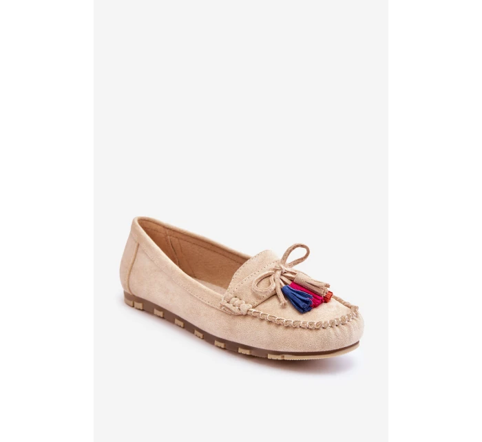 Semišové Mokasíny S Mašlí A Béžove model 21623151 - Boto