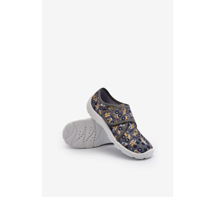 Wygodne Kapcie Chłopięce Na Rzep Befado 974Y552 Szare