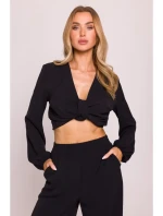 M861 Krátky top so zaväzovaním vpredu - čierny M861 Krátky top so zaväzovaním vpredu - čierny