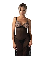 Svůdná noční košilka Vila Blanes Long Chemise černá - Obsessive