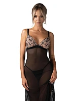 Zvodná Vila Blanes Long Chemise Black - Obsessive