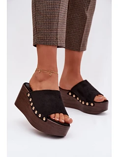 Topánky na platforme DM487 čierno-zlaté – Step in style
