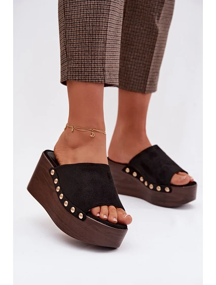 Topánky na platforme DM487 čierno-zlaté – Step in style Topánky na platforme DM487 čierno-zlaté – Step in style