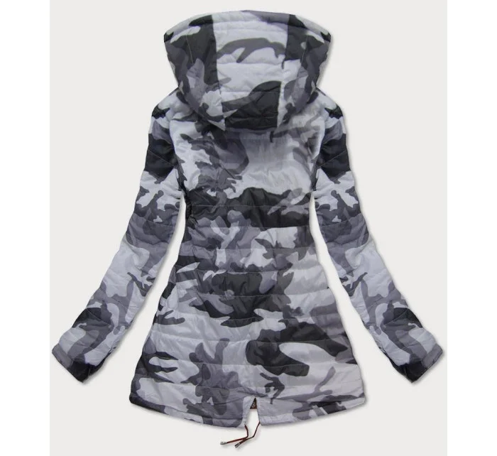 Obojstranná červená-moro dámska bunda parka s kapucňou (XW665X)